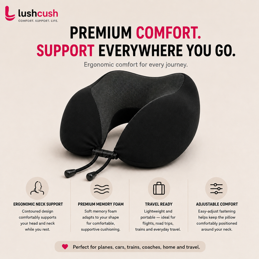 Ergonomic memory foam neck pillow for travel
