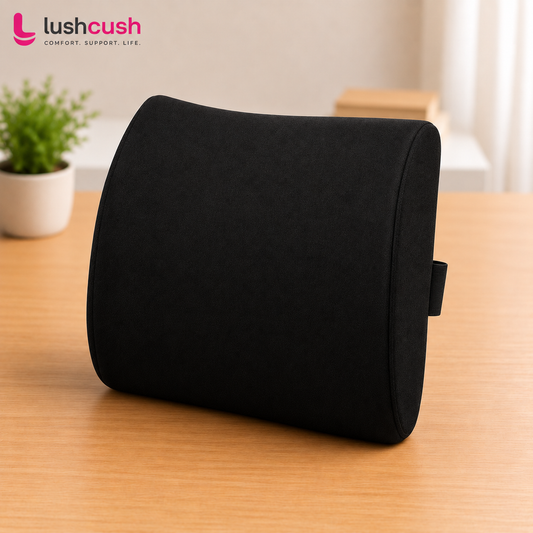 LushCush lower back support pillow with contoured memory foam design