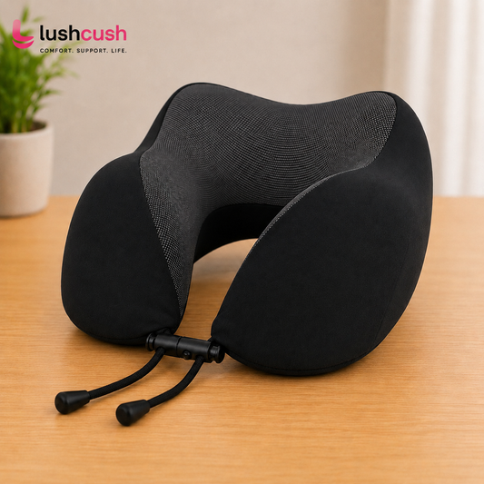 LushCush memory foam travel neck pillow