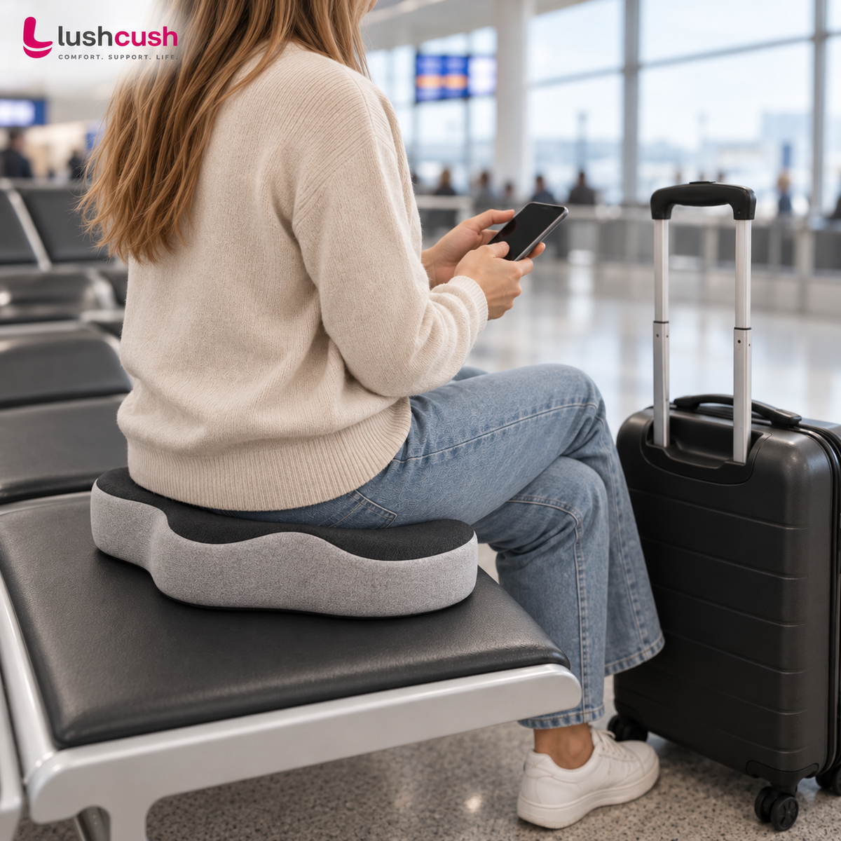 LushCush® Ergonomic Memory Foam Coccyx Seat Cushion