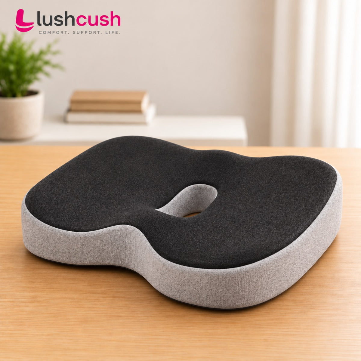 LushCush® Ergonomic Memory Foam Coccyx Seat Cushion