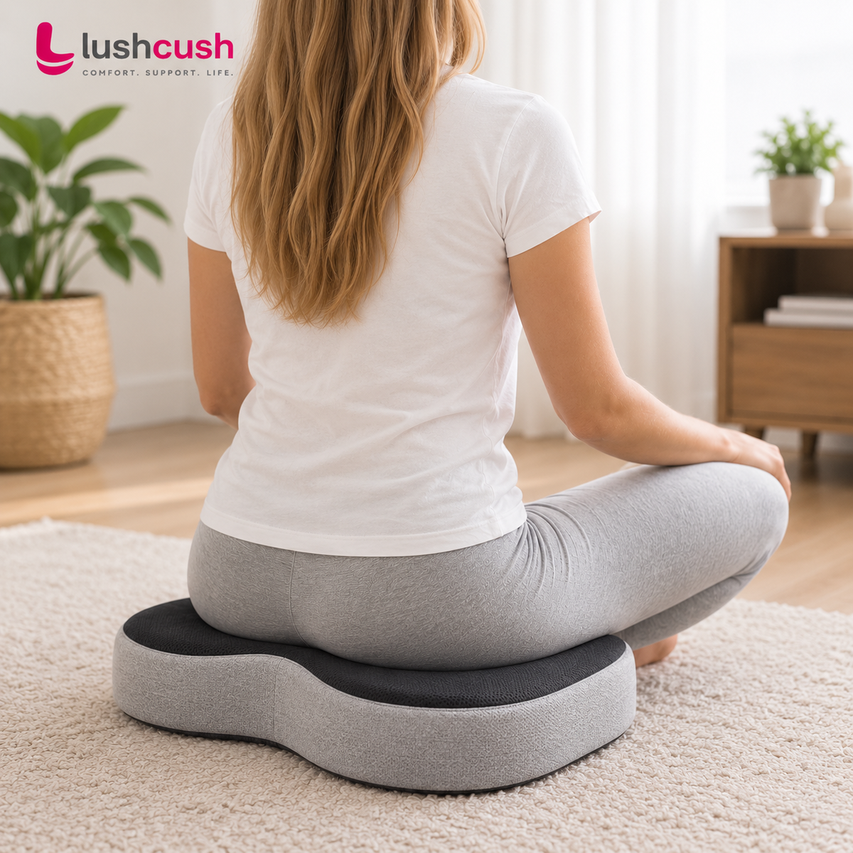 LushCush® Ergonomic Memory Foam Coccyx Seat Cushion