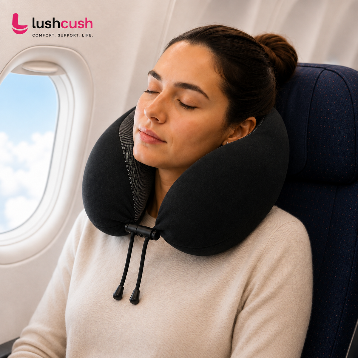 Memory foam travel neck pillow for flights